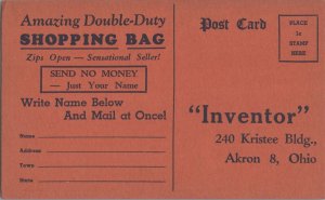 Advertising Postcard Double Duty Shopping Bay Inventor Akron OH