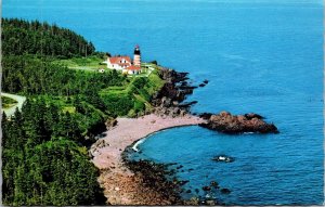 Vtg Lubec Maine ME West Quoddy Light Lighthouse Aerial View Postcard