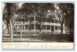 1907 View of Riverside Club, Sioux City Iowa IA Posted Antique Postcard 