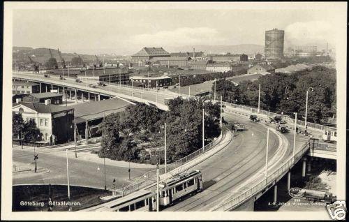 sweden, GOTHENBURG, Götaälvbron, TRAM (1950s) RPPC