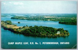 Postcard Peterborough Ontario c1960s Aerial View Camp Maple Leaf Jacob's Island