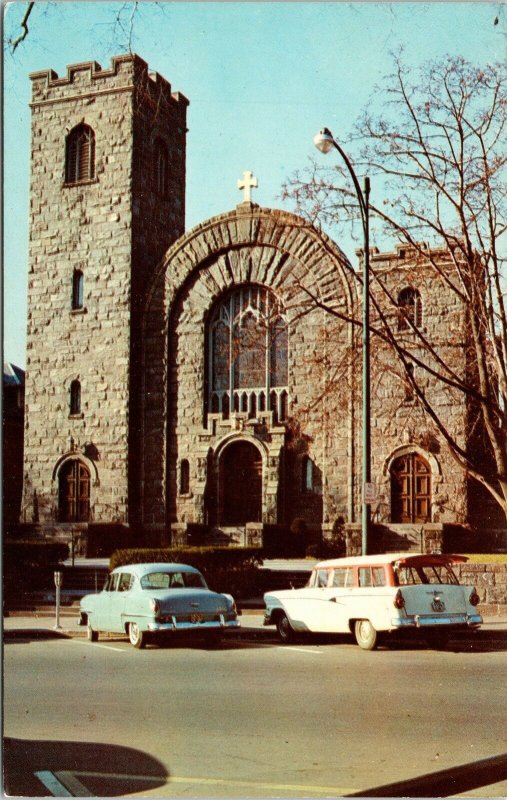 St Marys Church Greenwhich Connecticut CT Old Cars Postard VTG UNP Dexter Unused 