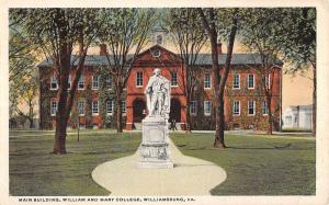 Williamsburg Virginia William Mary College Main Bldg Antique Postcard K80115