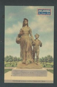 Postcards 1930 Oklahoma The Pioneer Woman Statue In Bronze 17' High + Base = 30'