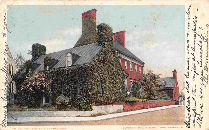 Brice Residence House Annapolis Maryland 1907 postcard