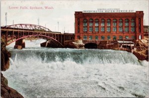 Lower Falls Spokane WA Washington Water Power Co Unused Spokane Co Postcard H32