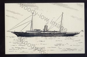 pen077 - Original Pen & Ink Postcard - USA , Steam Yacht - Corsair , built 1930