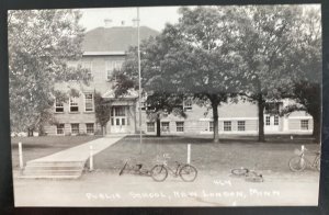 Mint USA Real Picture Postcard Public School New London MN Bicycles