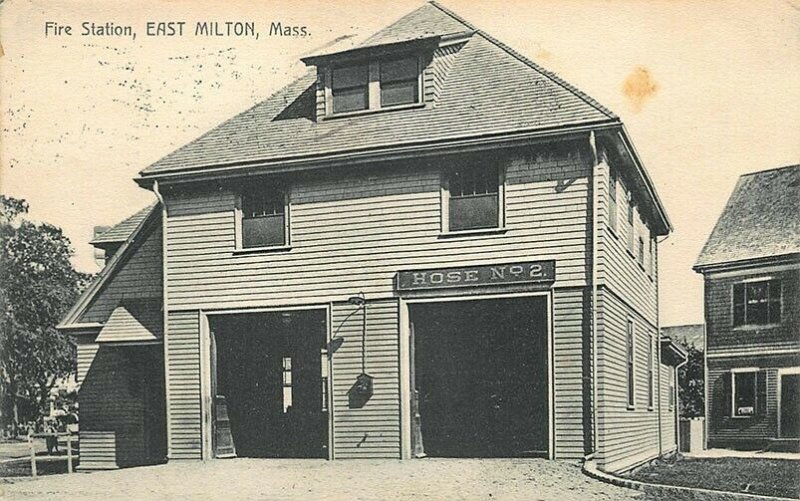 East Milton MA Fire Station in 1911 Postcard