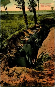 Vtg Postcard WWI Belgian Soldiers in the Trenches near Malines -Unused INS Pub