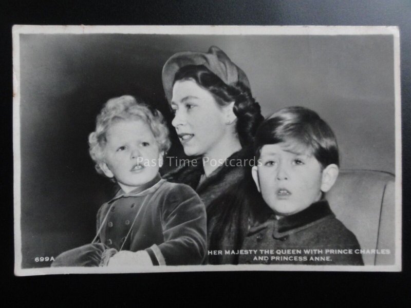 H.M. The Queen, Prince Charles & Princess Anne 10th June 1953 RP Message on back