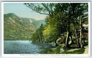 c1910s Echo Lake, NH Mount Lafayette Eagle Cliff Quality Litho Art Postcard A274