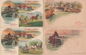 BIARRITZ SOUTH FRANCE Horses 10 Vintage LITHO postcards pre-1920 (L5495)