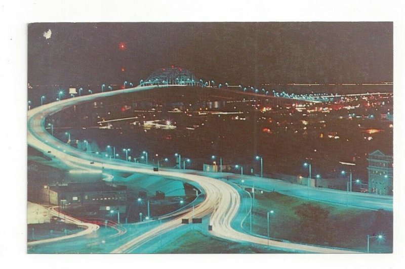 Texas TX Harbor Bridge at Night Corpus Christi Birds Eye View Standard View Card 