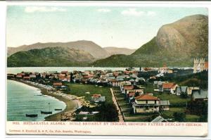 Panorama Metlakatla Alaska Built Entirely by Indians 1907c postcard