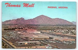 Postcard AZ Phoenix Thomas Mall Shopping Center Airview Old Cars E08