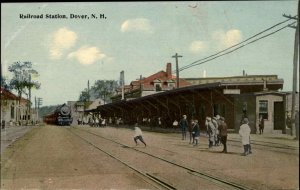 DOVER NH Railroad Station and Train c1910 Postcard