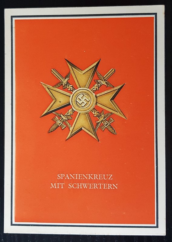 THIRD 3rd REICH ORIGINAL CARD WW2 WEHRMACHT SPANISH CROSS - CONDOR LEGION