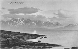 Midnatsol Lyngen Norway Scenic View Mountains Antique Postcard J46488