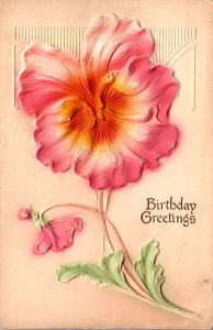 BIrthday Greetings With Embossed Flower