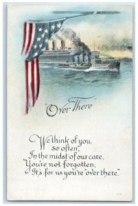 c1910's Steamer Ship Scene US Navy WWI Patriotic Unposted Antique Postcard