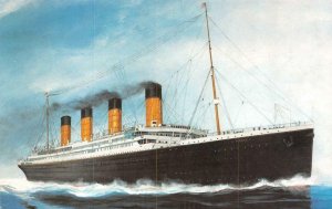 White Star Lines  RMS TITANIC~Artist Richard W DeRosset   Chrome SHIP Postcard