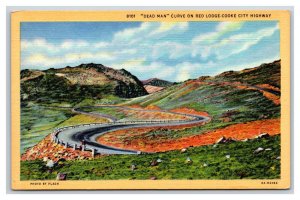 Dead Man Curve Lodge-Cooke Highway Montana MT UNP Linen Postcard J19