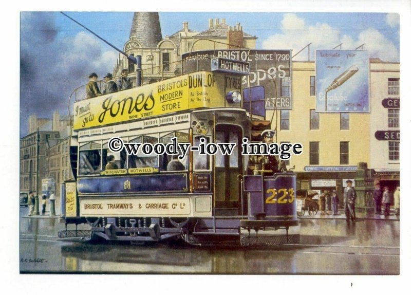 tm6031 - Bristol Tram No.223 c1934 - Artist - R.K.Calvert - postcard