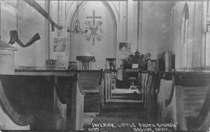 RPPC Little Brown Church Interior, Nashua, Iowa 1921 Oelwein RPO Postcard