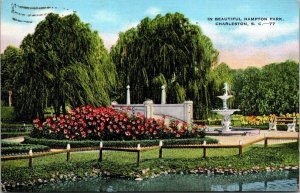 Hampton Park Citadel Charleston South Carolina SC Willow Flowers postcard 1941