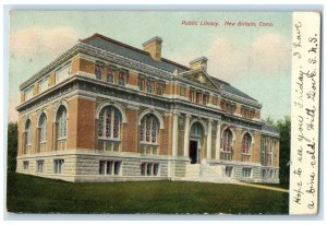 1907 Exterior View Public Library Building New Britain Connecticut CT Postcard