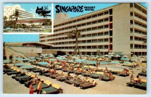 BAL HARBOUR, Florida FL ~ Roadside SINGAPORE RESORT MOTEL Pool 1980s  Postcard