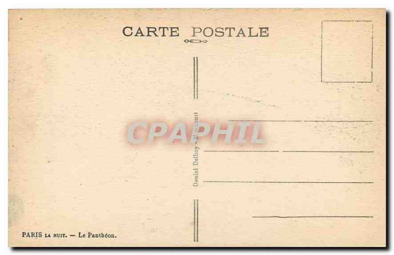 Old Postcard Paris Night Pantheon