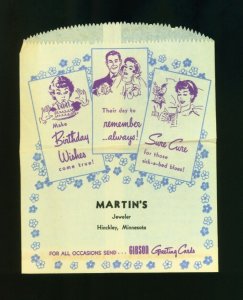 Martin's Jeweler Hinckley Minnesota Vintage Paper Sack Gibson Greeting Cards