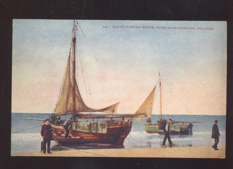 SCHEVENINGEN HOLLAND NETHLANDS DUTCH FISHING BOAT VINTAGE POSTCARD