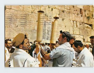 Postcard Reading the Thora Wailing Wall Jerusalem Israel