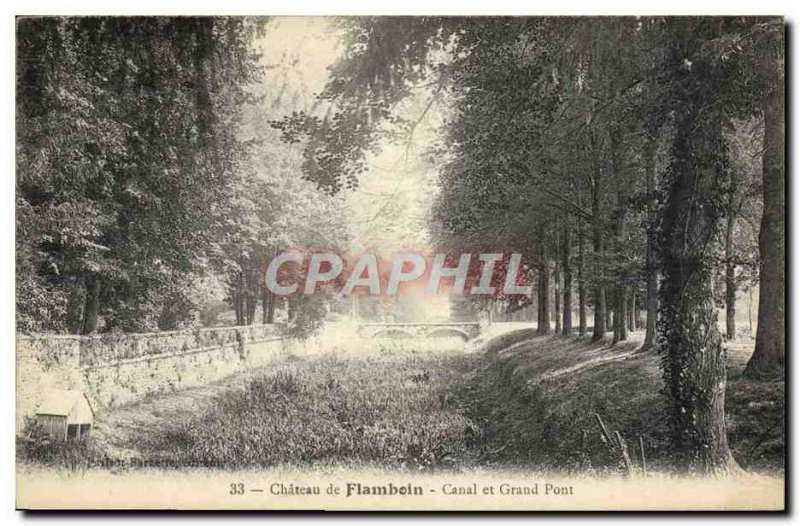 Old Postcard Chateau De Flamboin Canal and Great Bridge