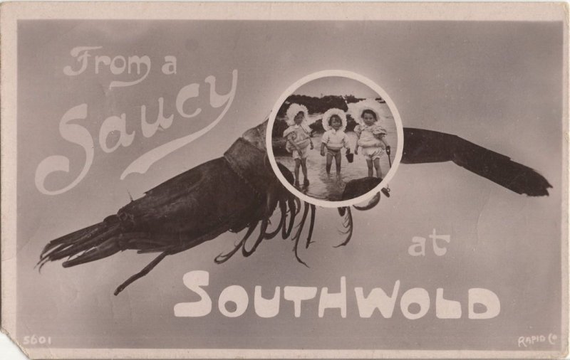 From Saucy Southwold Suffolk Worn Old Real Photo Postcard