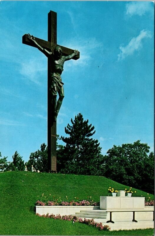 Catholic Shrine Indian River Michigan MI Crucifix Cross VTG Postcard UNP Unused