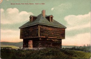 View of Block House, Fort Kent ME Vintage Postcard Q74