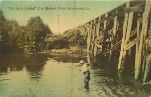 Postcard C-1910 Iowa Livermore Des Moines River Oh, for a strike! Hack IA24-3226