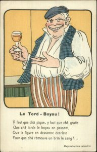 Vinegar Valentine French Man Glass of Beer or Wine Poem c1910 Postcard