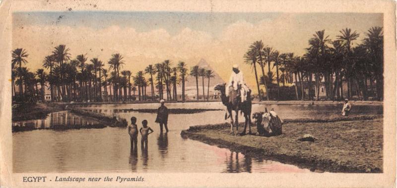 CAIRO EGYPT LANDSCAPE NEAR PYRAMIDS~L SCORTZIS~BOOKMARK POSTCARD 1910s