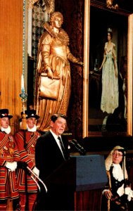 President Ronald Reagan Speaking In Westminster Abbey's Royal Gallery Lo...