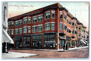 1909 Ovitt Block Exterior Building Waukesha Wisconsin Vintage Antique Postcard