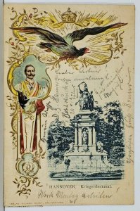 Hannover War Memorial, Blk Eagle & Emperor / King Wilhelm II c1900 Postcard K10