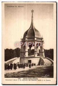 Old Postcard Sainte Anne d Auray high Monument to the Memory of the dead Brit...