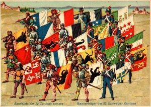Switzerland - The flags and Arms of Cantons - c1940