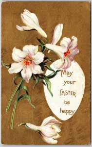 1909 May Your Easter Be Happy Flowers Egg Greetings Wishes Card Posted Postcard