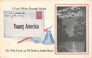 I Can't Write Enough About Young America Indiana~Fountain Pen~Ink Well~1913 PC 